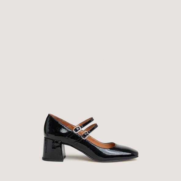 Jonak Babies With Mid-heels And Buckle Straps In Black Pleated Patent ALIENAR
