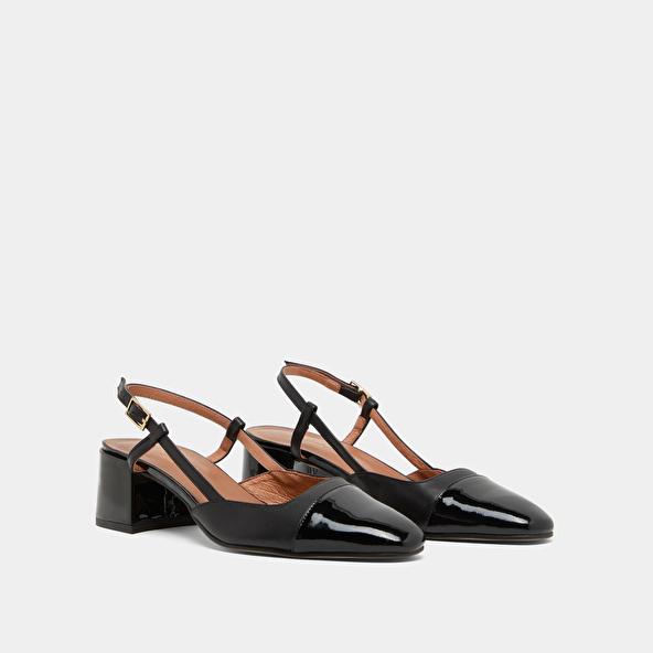 Jonak Babies With Open Heels In Black Patent Leather DHAPOPY