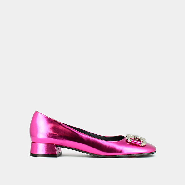 Jonak Ballerinas With Flat Heels And Bows In Fushia Metallic Leather DOSTON