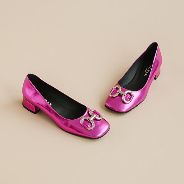 Jonak Ballerinas With Flat Heels And Bows In Fushia Metallic Leather DOSTON