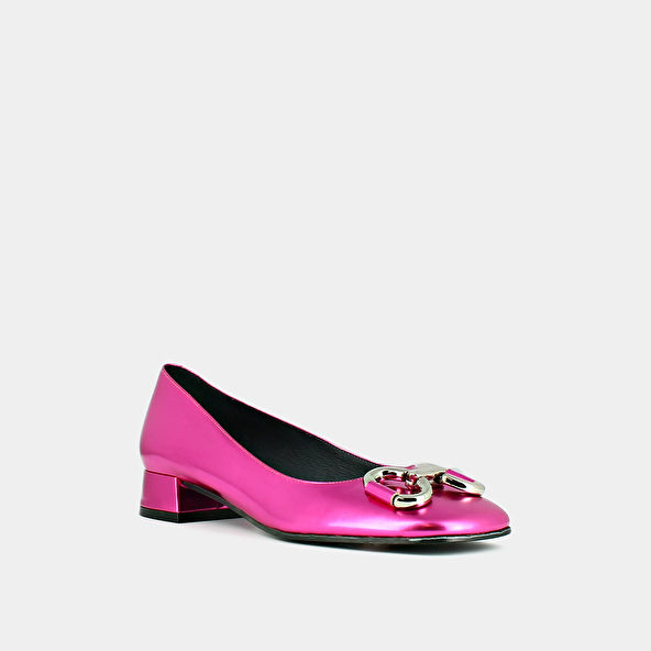 Jonak Ballerinas With Flat Heels And Bows In Fushia Metallic Leather DOSTON