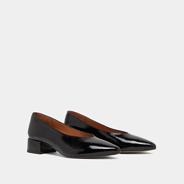 Jonak Ballerinas With Heels And Pointed Toes In Black Glazed Leather VENCE