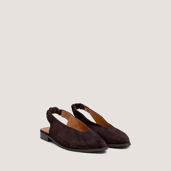 Jonak Ballerinas With Open Backs In Dark Brown Velvet ACAJOU