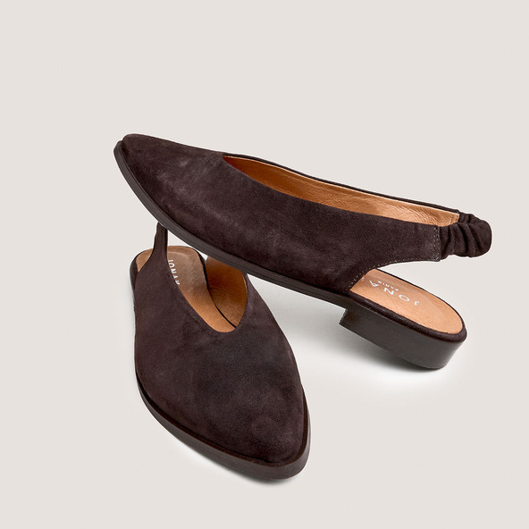 Jonak Ballerinas With Open Backs In Dark Brown Velvet ACAJOU