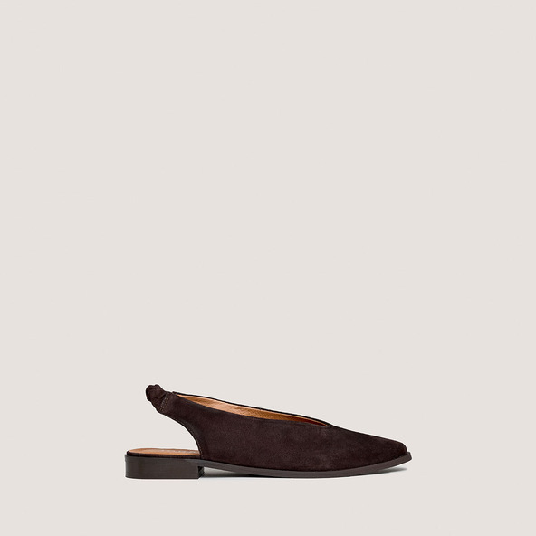 jonak Ballerinas with open backs in dark brown velvet ACAJOU