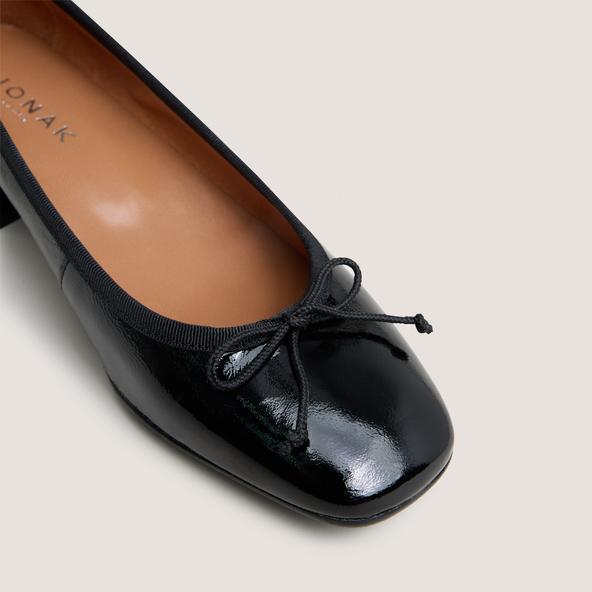 Jonak Ballerinas With Square Toes In Black Pleated Patent DYBIL