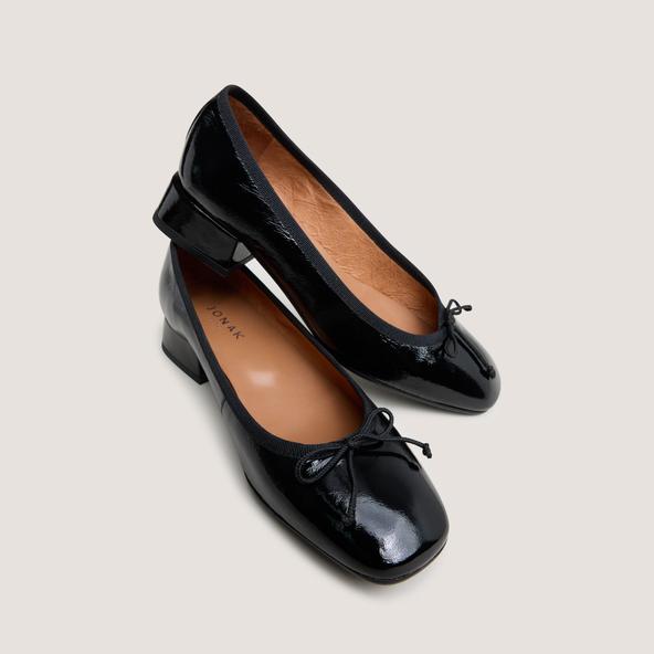 Jonak Ballerinas With Square Toes In Black Pleated Patent DYBIL