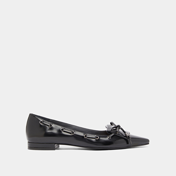 Jonak Ballerines à Lacets In Black Glazed Leather DYNAMO