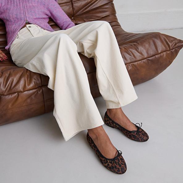 jonak Ballerines à lacets in brown leopard textile DELFINA