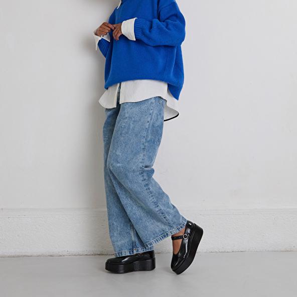 Jonak Ballerines à Plateformes In Black Pleated Patent DODA