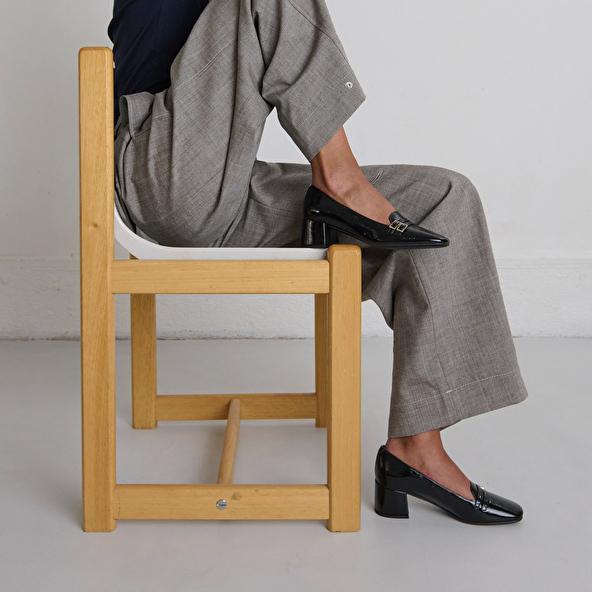 jonak Ballerines à talons in black pleated patent DENARIO