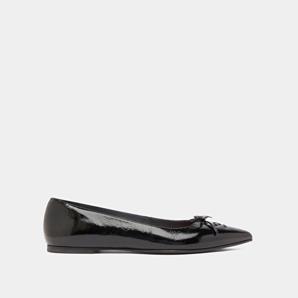 Jonak Ballerines Lacées à Bouts Pointus In Black Shiny Leather DAMY