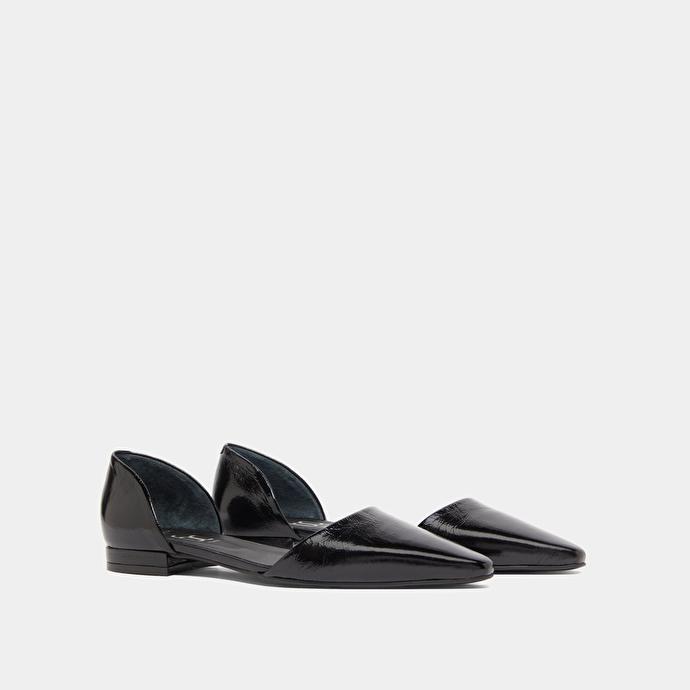 Jonak Ballerines Ouvertes à Bouts Pointus In Black Shiny Leather REVIEW