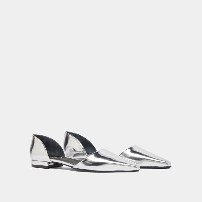 Jonak Ballerines Ouvertes à Bouts Pointus In Silver Metallic Leather REVIEW