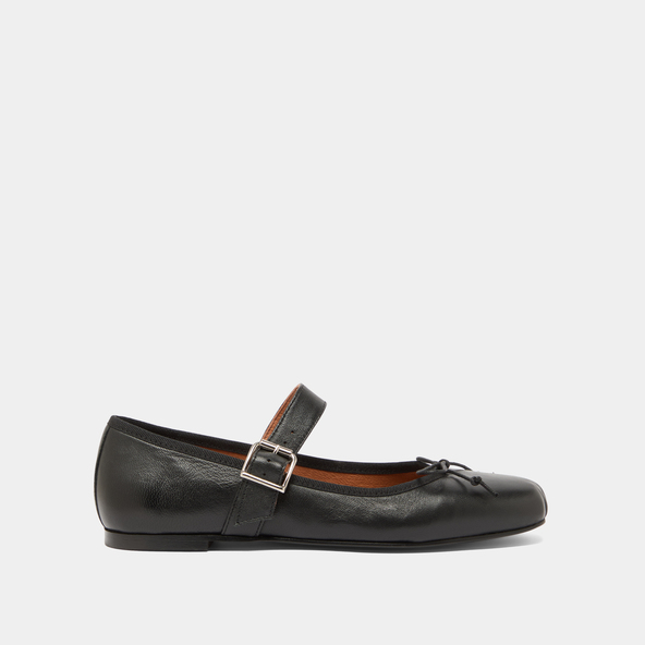 Jonak Ballet Flats With Adjustable Buckles In Black Leather DOMINANTE
