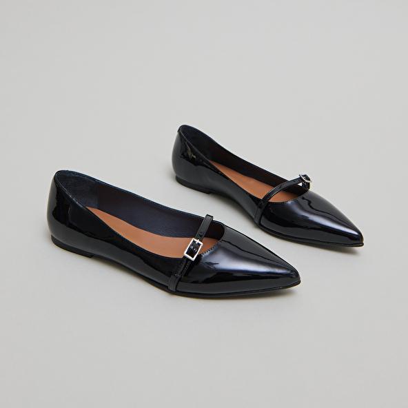 Jonak Ballet Flats With Adjustable Buckles In Black Patent DOMEN