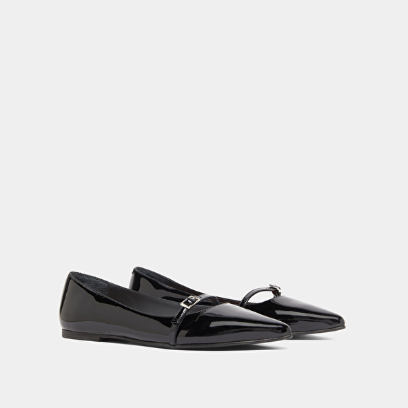 Jonak Ballet Flats With Adjustable Buckles In Black Patent DOMEN
