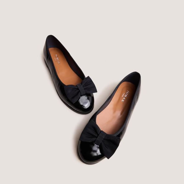 Jonak Ballet Flats With Bows In Pleated Black Patent Leather DESTHER
