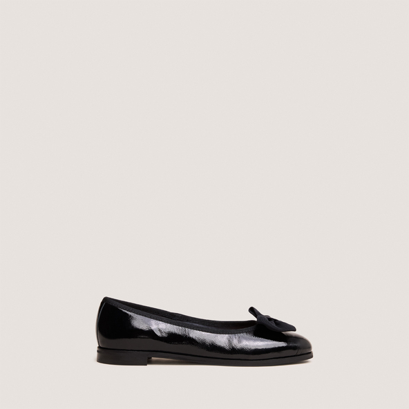 Jonak Ballet Flats With Bows In Pleated Black Patent Leather DESTHER