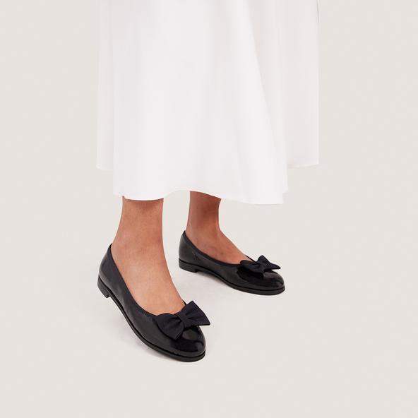 jonak Ballet Flats with Bows in pleated black patent leather DESTHER
