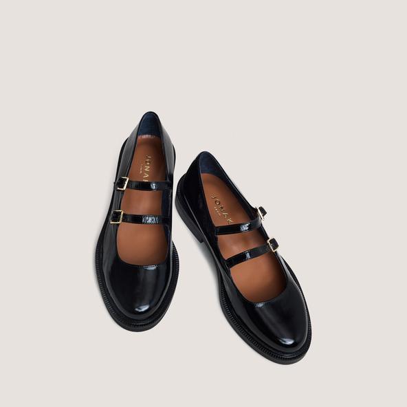 Jonak Ballet Flats With Double Straps In Black Patent Leather DREAMY