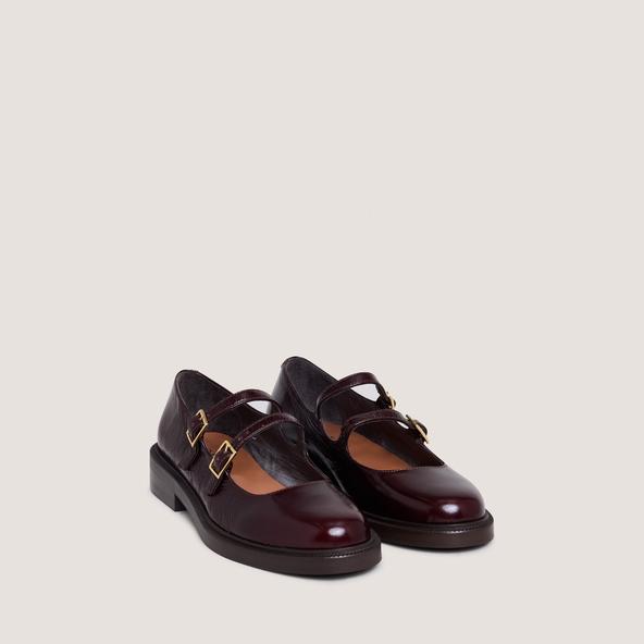 Jonak Ballet Flats With Double Straps In Chocolate Patent Leather DREAMY