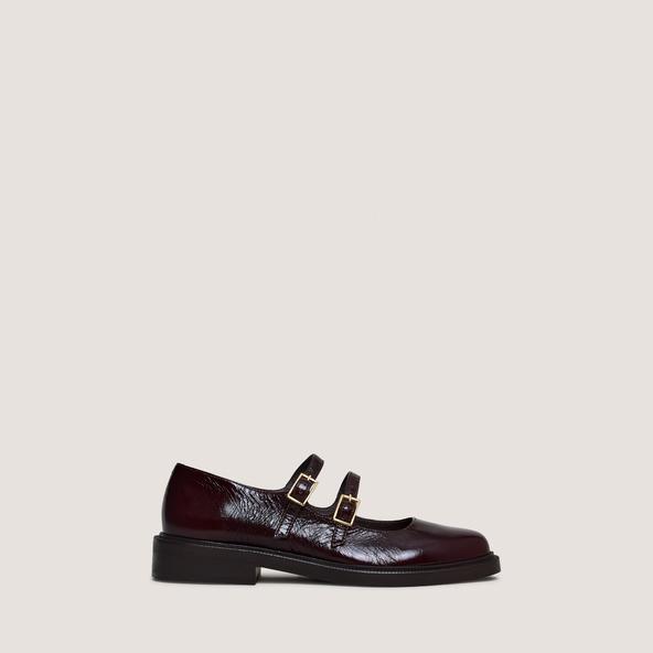 jonak Ballet flats with double straps in chocolate patent leather DREAMY