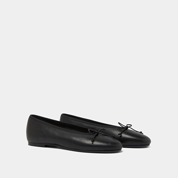 Jonak Ballet Flats With Laces In Black Leather DJERBA