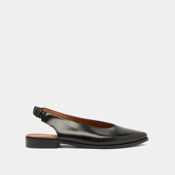 Jonak Ballet Flats With Open Backs In Black Leather ACAJOU