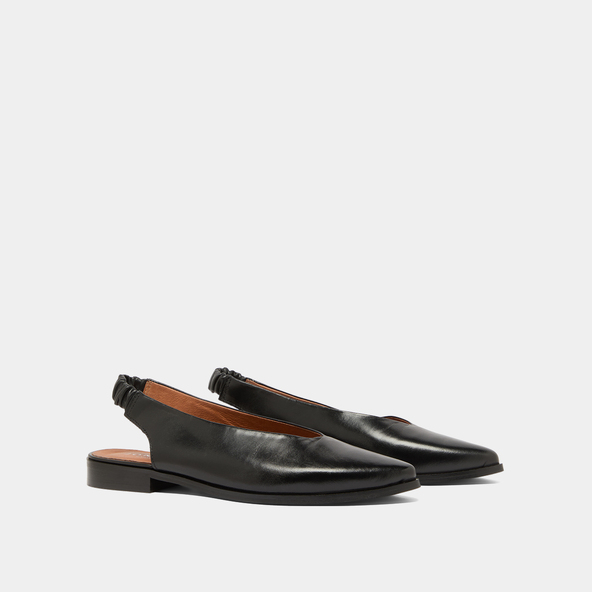 Jonak Ballet Flats With Open Backs In Black Leather ACAJOU