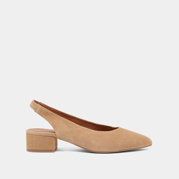 Jonak Ballet Flats With Open Backs In Camel Velvet VINCE