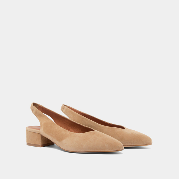 Jonak Ballet Flats With Open Backs In Camel Velvet VINCE