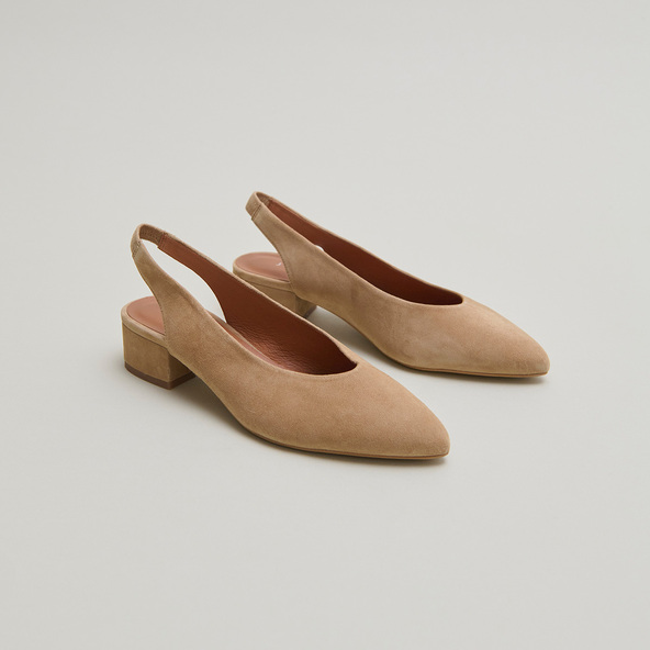 jonak Ballet flats with open backs in camel velvet VINCE