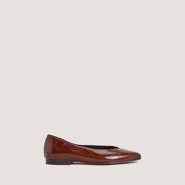 Jonak Ballet Flats With Pointed Toe In Shiny Brown Leather DASSUS