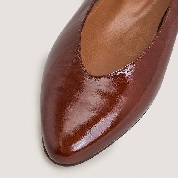 Jonak Ballet Flats With Pointed Toe In Shiny Brown Leather DASSUS