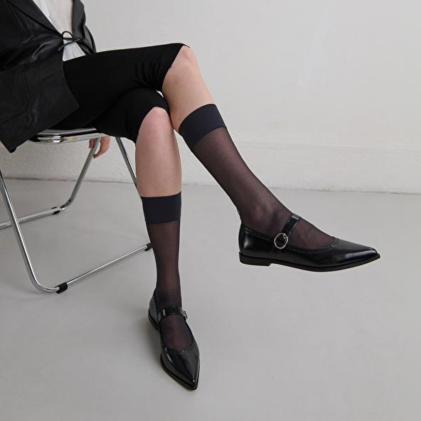 jonak Ballet flats with pointed toes in black glazed leather DEMIA