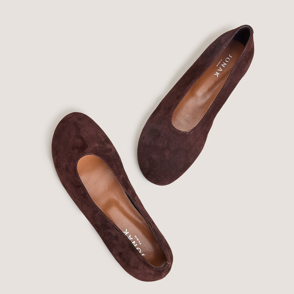 Jonak Ballet Flats With Rounded Toe In Brown Velvet DERLINE