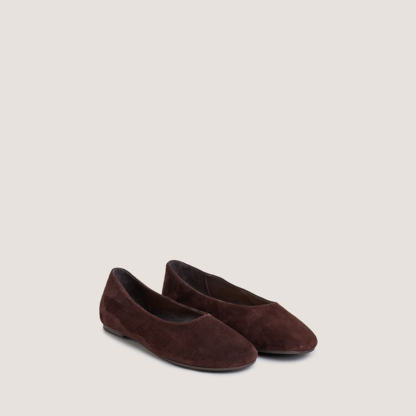 Jonak Ballet Flats With Rounded Toe In Brown Velvet DERLINE