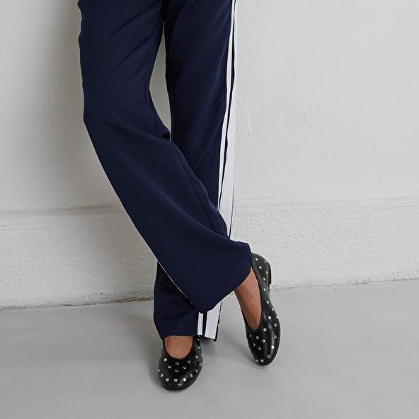 Jonak Ballet Flats With Silver Details In Black Leather DANIA