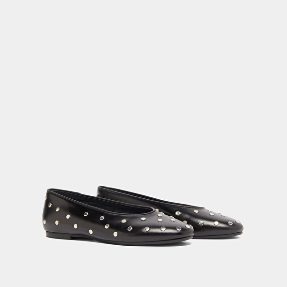 Jonak Ballet Flats With Silver Details In Black Leather DANIA