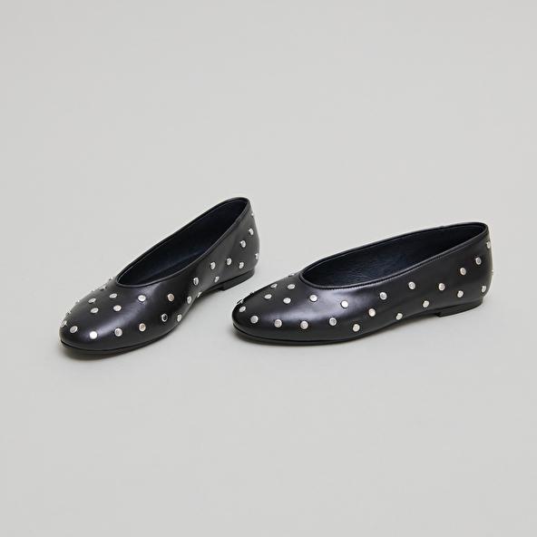 jonak Ballet flats with silver details in black leather DANIA