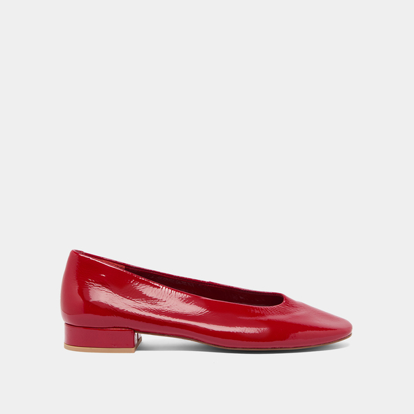 Jonak Ballet Flats With Small Heels In Red Pleated Varnish LEA