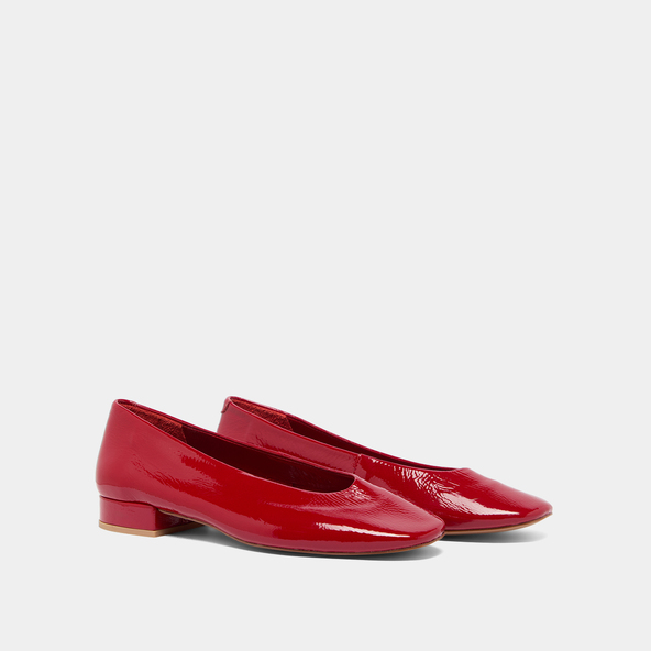 Jonak Ballet Flats With Small Heels In Red Pleated Varnish LEA