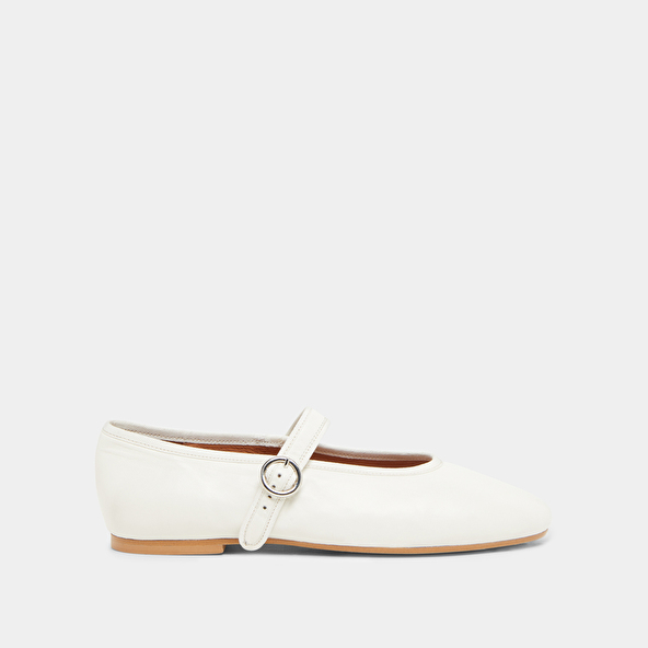 Jonak Ballet Flats With Straps And Adjustable Buckles In Ecru Leather DEESSE
