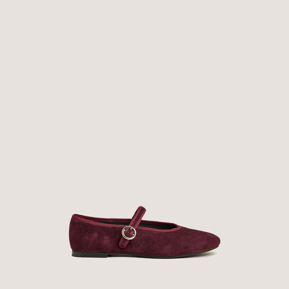Jonak Ballet Flats With Straps And Adjustable Buckles In Burgundy Velvet DEESSE