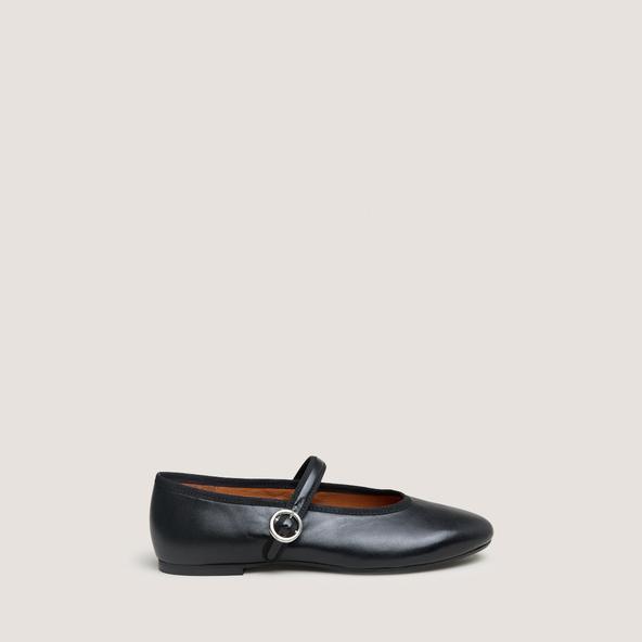 Jonak Ballet Flats With Straps And Adjustable Buckles In Black Leather DEESSE