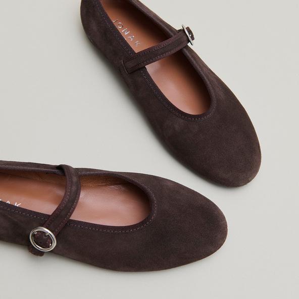 jonak Ballet flats with straps and buckles in dark brown velvet DEESSE jonak Ballet flats with straps and buckles in dark brown velvet DEESSE