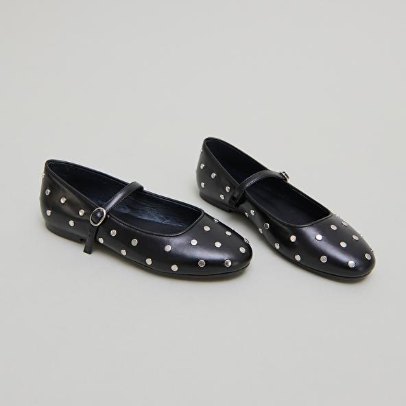 Jonak Ballet Flats With Straps In Black Leather DANAELLE