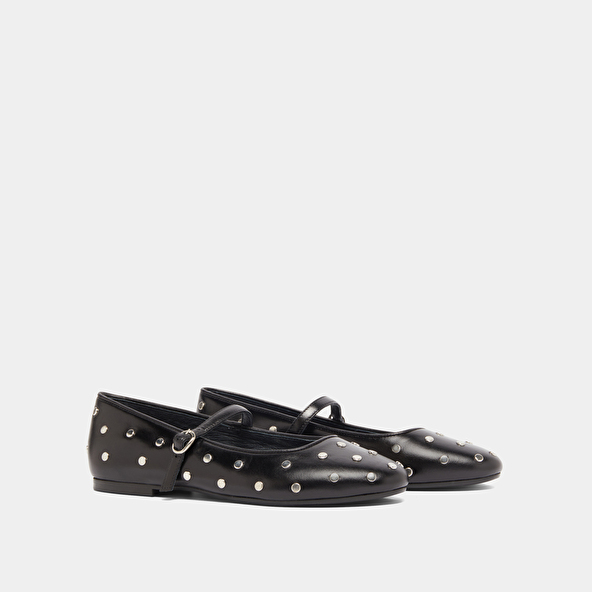 Jonak Ballet Flats With Straps In Black Leather DANAELLE