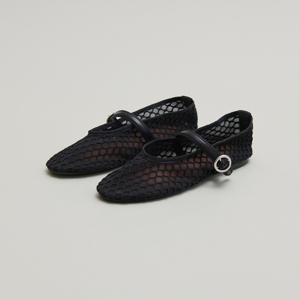 Jonak Ballet Flats With Straps In Black Mesh DEESSIA